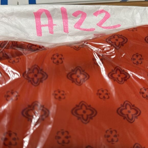 TOMMY HILFIGER CLASSIC BOAT NECK BURNT ORANGE 3/4 SLEEVE BOXY BLOUSE LARGE - Picture 10 of 10